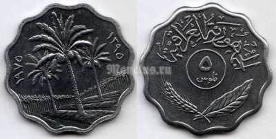 монета Ирак 5 филс 1975 год