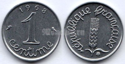 монета Франция 1 сантим 1968 год