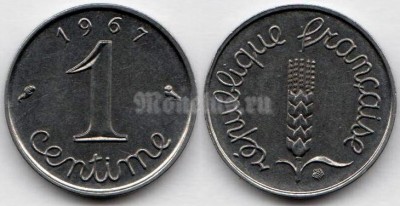 монета Франция 1 сантим 1967 год