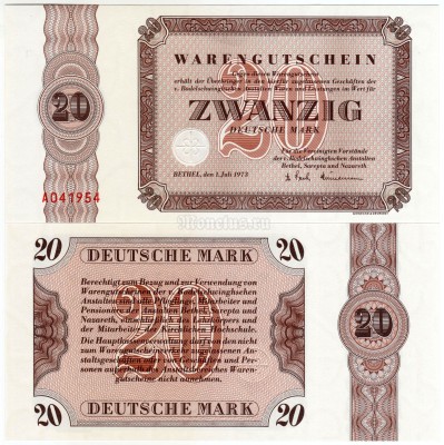 банкнота Германия ФРГ ( Бефиль ) 20 пфеннигов 1973 год