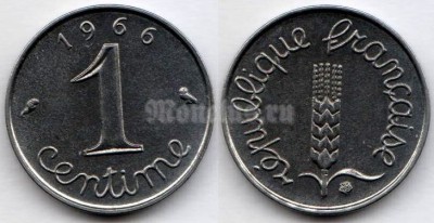 монета Франция 1 сантим 1966 год