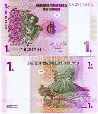 бона Конго 1 сантим 1997 год