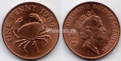 монета Гернси 1 пенни 1985 год - Краб