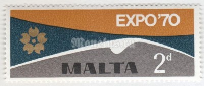 марка Мальта 2 пенни "Expo '70 (Artist's Impression of Fujiyama)" 1970 год