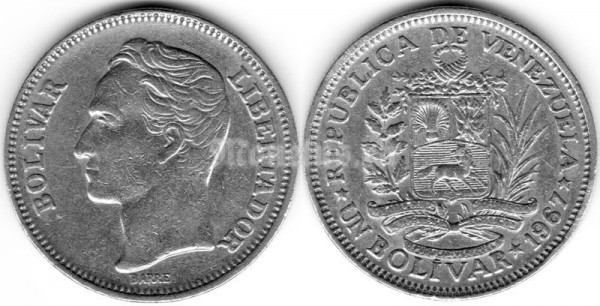 монета Венесуэла 1 боливар 1967 год