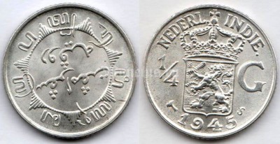 Монета Нидерландская Ост-Индия 1\4 гульдена 1945S год