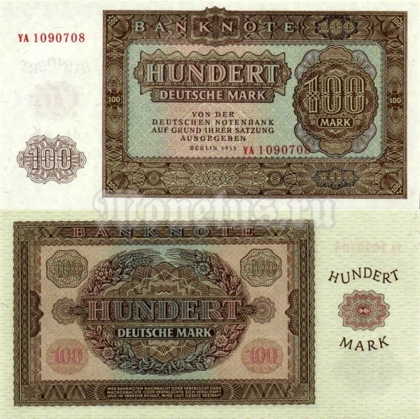 банкнота ГДР 100 марок 1955 год