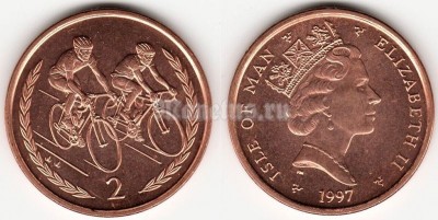 монета Остров Мэн 2 пенса 1997 год