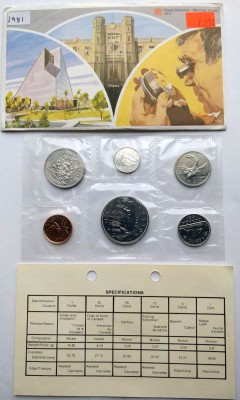 Канада набор из 6-ти монет 1981 год, в запайке