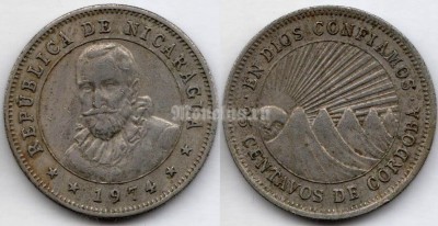монета Никарагуа 25 сентаво 1974 год