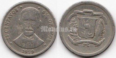 монета Доминикана 25 сентаво 1979 год