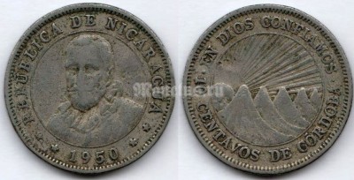 монета Никарагуа 10 сентаво 1950 год