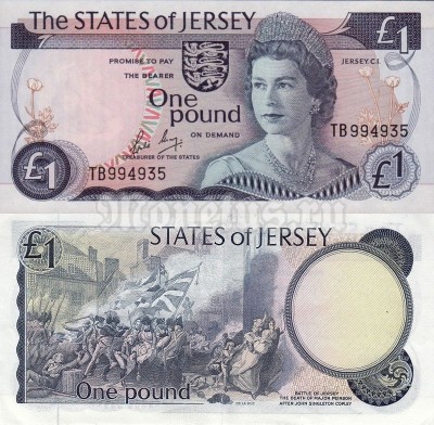 банкнота Джерси 1 фунт 1983 - 1988 год