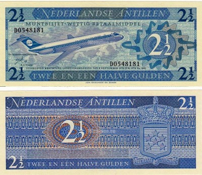 бона Нидерландские Антиллы 2 1/2 гульдена 1970 год