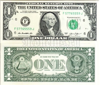 банкнота США 1 доллар 2013 год F