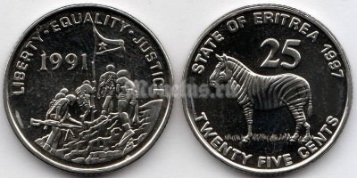 монета Эритрея 25 центов 1997 год