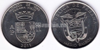 монета Панама 1/2 бальбоа 2011 год