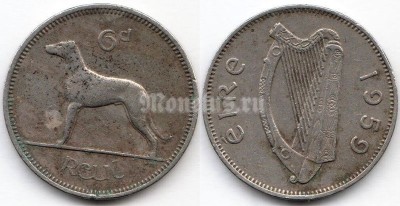 монета Ирландия 6 пенсов 1959 год