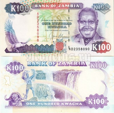 банкнота Замбия 100 квача 1991 год