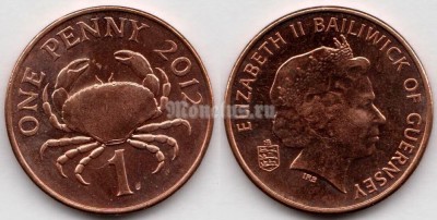 монета Гернси 1 пенни 2012 год - Краб