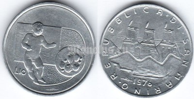 монета Сан-Марино 10 лир 1976 год