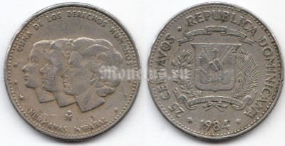 монета Доминикана 25 сентаво 1984 год