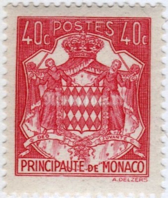 марка Монако 40 сентиме "National coat of arms" 1943 год