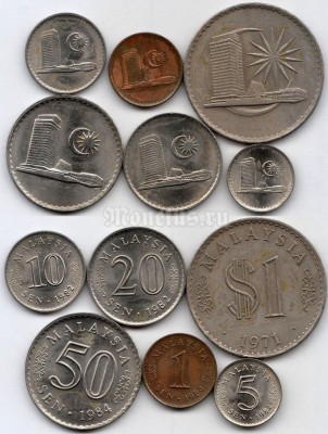 Малайзия набор 6 монет 1971-1984 год