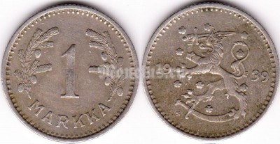 монета Финляндия 1 марка 1939 год S