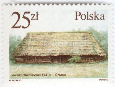 марка Польша 25 злотых "Barn, Grzawa" 1986 год