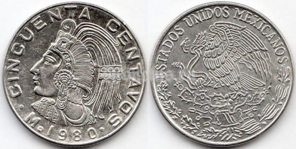 монета Мексика 50 сентаво 1980 год