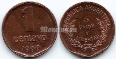 Монета Аргентина 1 центаво 1999 год