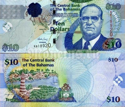 банкнота Багамские острова 10 долларов 2009 год
