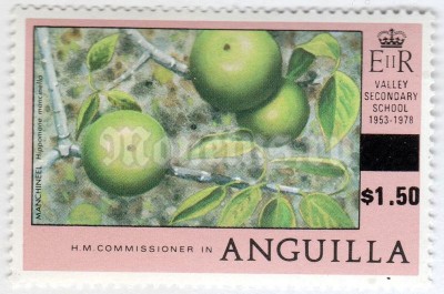 марка Ангилья 1,50 доллара "Surcharged: Manchineel (fruit)" 1978 год