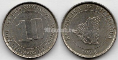 монета Никарагуа 10 сентаво 1978 год