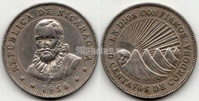 монета Никарагуа 50 сентаво 1956 год