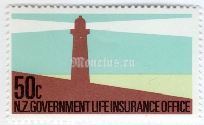 марка Новая Зеландия 50 центов "Turqoise Blue and Green Lighthouse" 1981 год