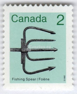 марка Канада 2 цента "Fishing spear" 1982 год