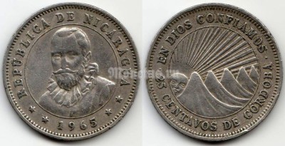 монета Никарагуа 25 сентаво 1965 год