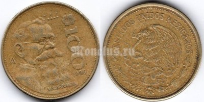 монета Мексика 100 песо 1990 год - Венустино Карранса