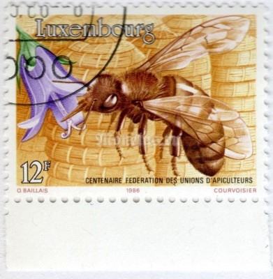 марка Люксембург 12 франков "Honey Bee (Apis mellifica)" 1986 год Гашение
