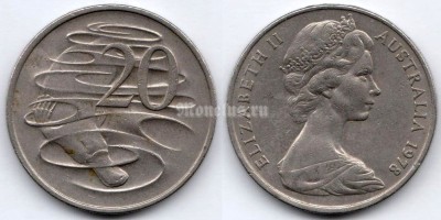монета Австралия 20 центов 1978 год