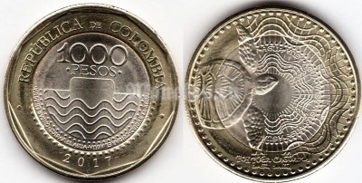 монета Колумбия 1000 песо 2017 год