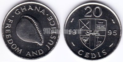 монета Гана 20 седи 1995 год