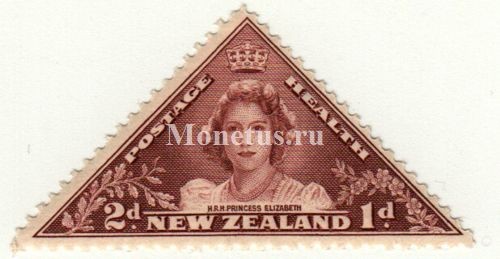 марка Новая Зеландия 2+1 пенни 1943 год