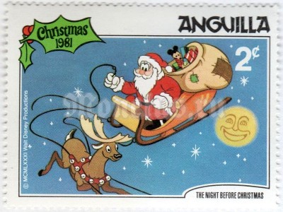 марка Ангилья 2 цента "Scenes from "The Night Before Christmas"" 1981 год