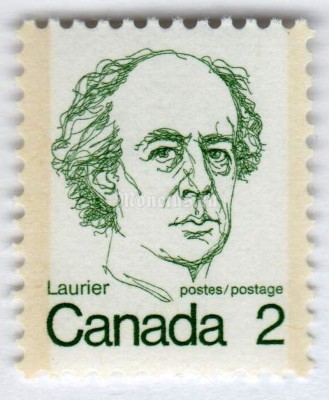 марка Канада 2 цента "Wilfrid Laurier" 1973 год