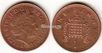 Монета Великобритания 1 новый пенни 1971 год