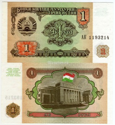 банкнота Таджикистан 1 рубль 1994 год
