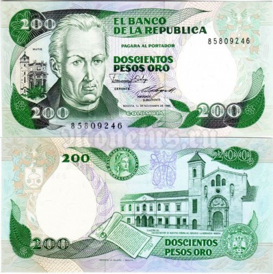 бона Колумбия 200 песо 1985 год